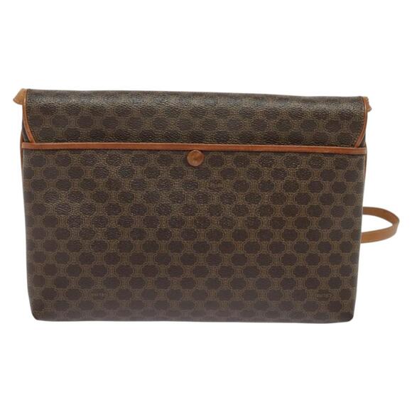 CELINE Macadam Canvas Shoulder Bag Pvc Leather Brown Gold - Picture 3 of 13